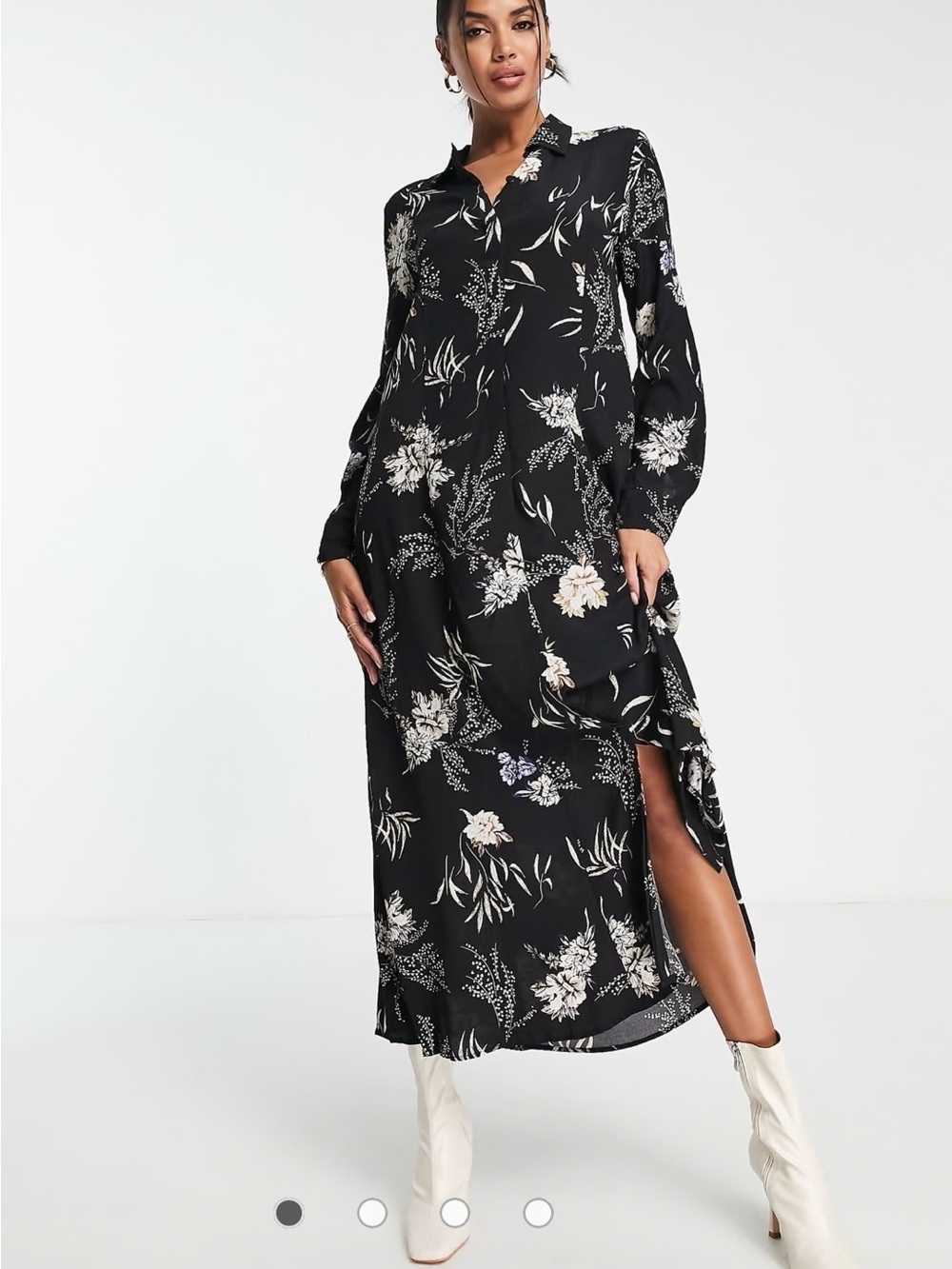 Mango Floral Midi Shirt Dress Size 10